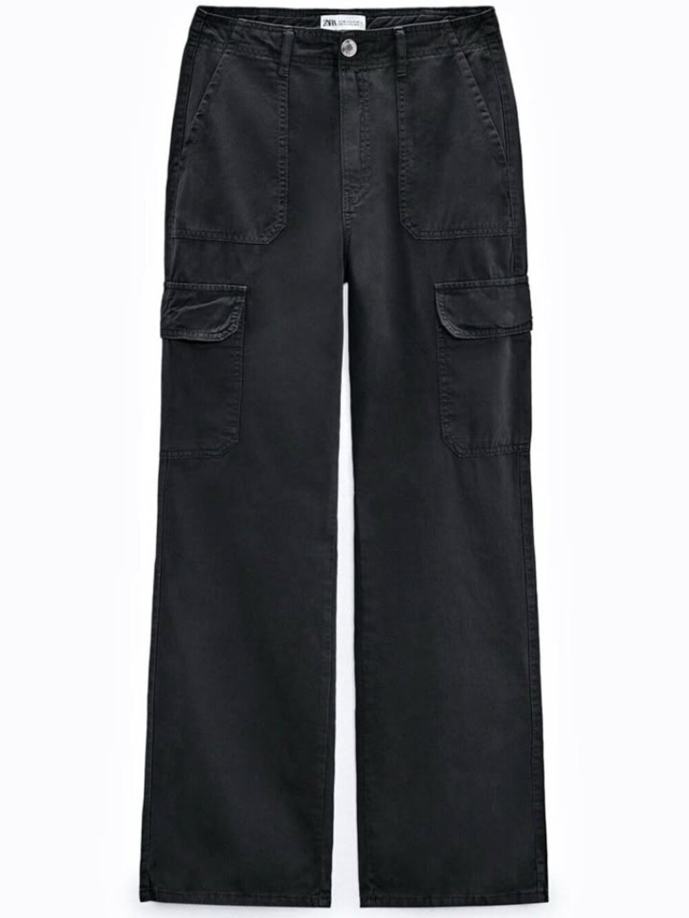 Zara High Waisted Cargo Pants Dark Blue Straight Leg Size 4